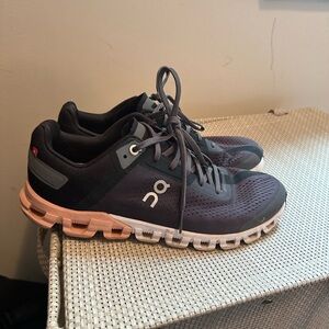 On Running Women's Navy Gray and Pink Cloud Sneakers